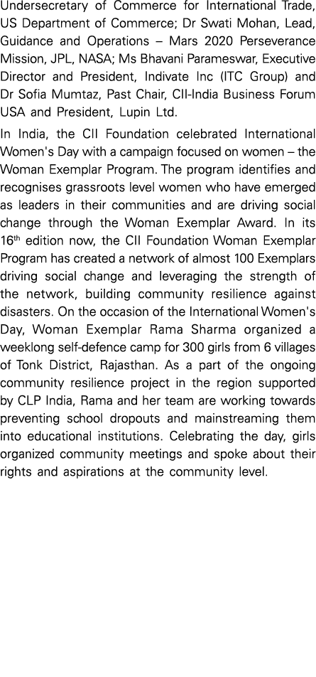 Undersecretary of Commerce for International Trade, US Department of Commerce; Dr Swati Mohan, Lead, Guidance and Ope   