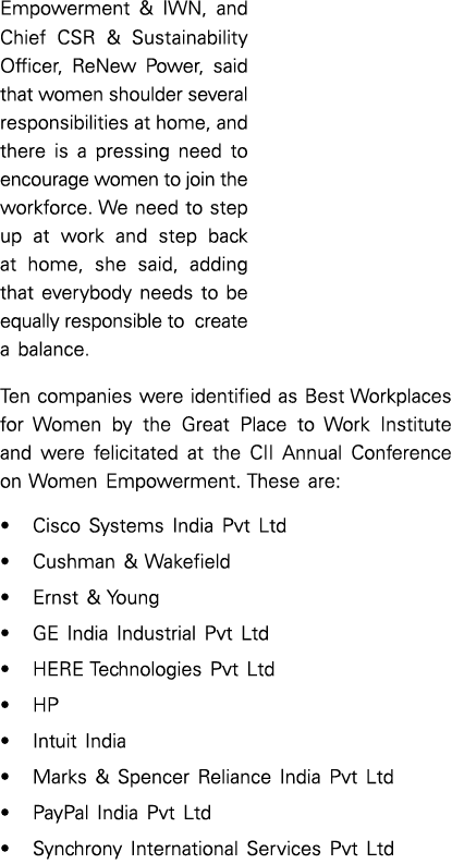 Empowerment & IWN, and Chief CSR & Sustainability Officer, ReNew Power, said that women shoulder several responsibili   