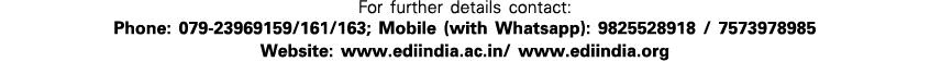 For further details contact: Phone: 079-23969159 161 163; Mobile (with Whatsapp): 9825528918   7573978985 Website: ww   