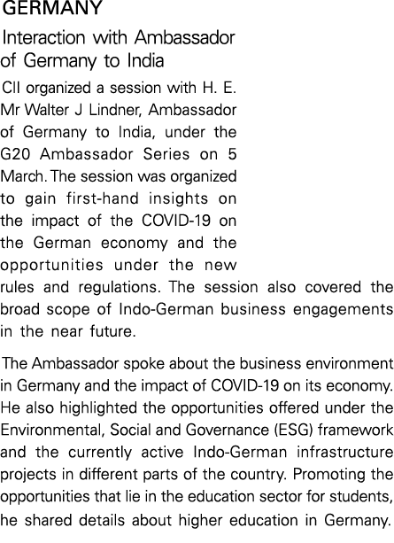 GERMANY Interaction with Ambassador of Germany to India CII organized a session with H  E  Mr Walter J Lindner, Ambas   