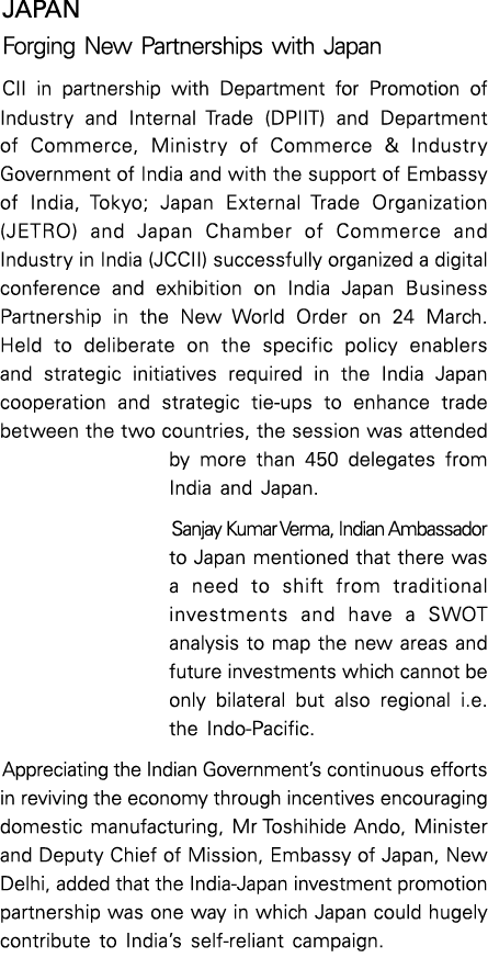JAPAN Forging New Partnerships with Japan CII in partnership with Department for Promotion of Industry and Internal T   
