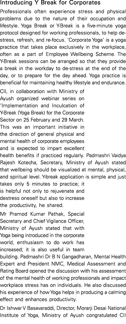 Introducing Y Break for Corporates Professionals often experience stress and physical problems due to the nature of t   