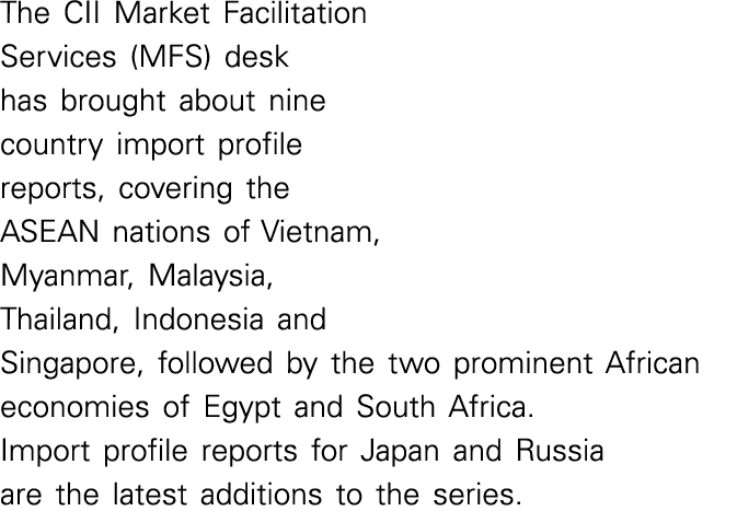 The CII Market Facilitation Services (MFS) desk has brought about nine country import profile reports, covering the A   
