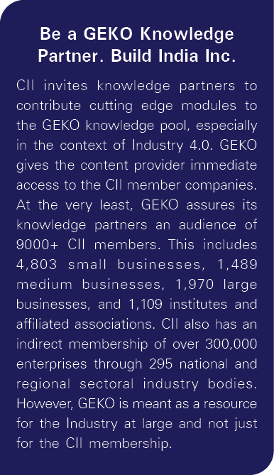 Be a GEKO Knowledge Partner  Build India Inc  CII invites knowledge partners to contribute cutting edge modules to th   