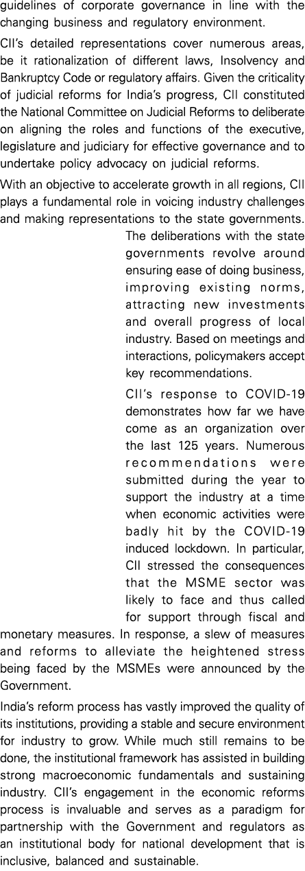 guidelines of corporate governance in line with the changing business and regulatory environment  CII s detailed repr   