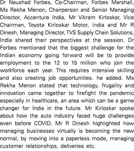 Dr Naushad Forbes, Co-Chairman, Forbes Marshall, Ms Rekha Menon, Chairperson and Senior Managing Director, Accenture    