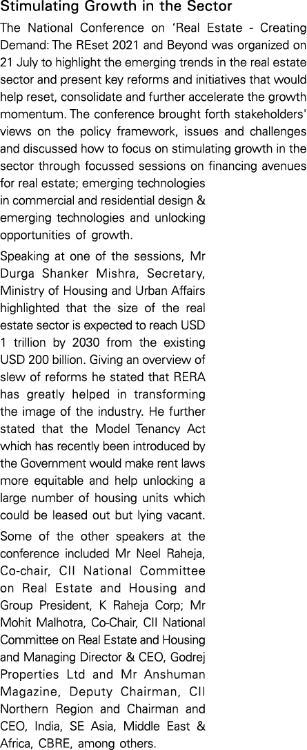 Stimulating Growth in the Sector The National Conference on  Real Estate - Creating Demand: The REset 2021 and Beyond   
