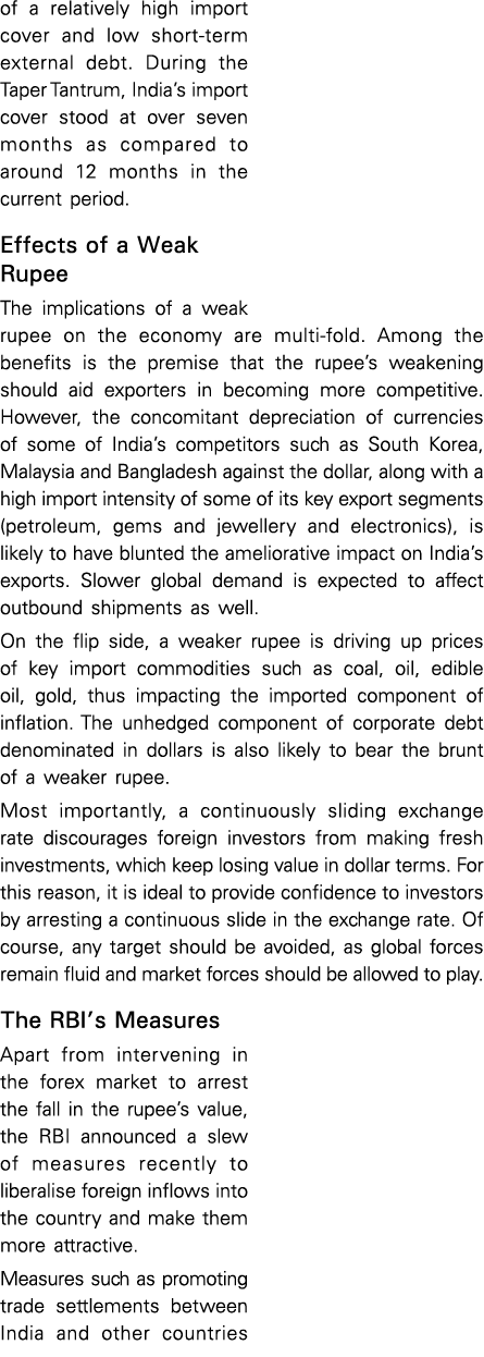 of a relatively high import cover and low short-term external debt  During the Taper Tantrum, India s import cover st   