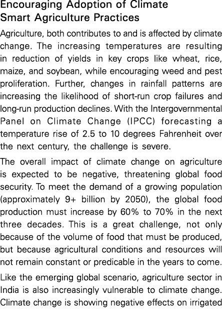 Encouraging Adoption of Climate Smart Agriculture Practices Agriculture, both contributes to and is affected by clima   