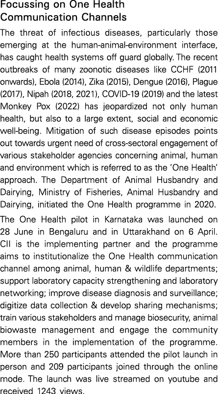 Focussing on One Health Communication Channels The threat of infectious diseases, particularly those emerging at the    