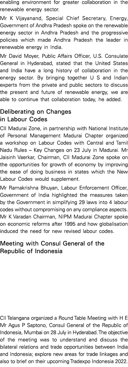 enabling environment for greater collaboration in the renewable energy sector  Mr K Vijayanand, Special Chief Secreta   
