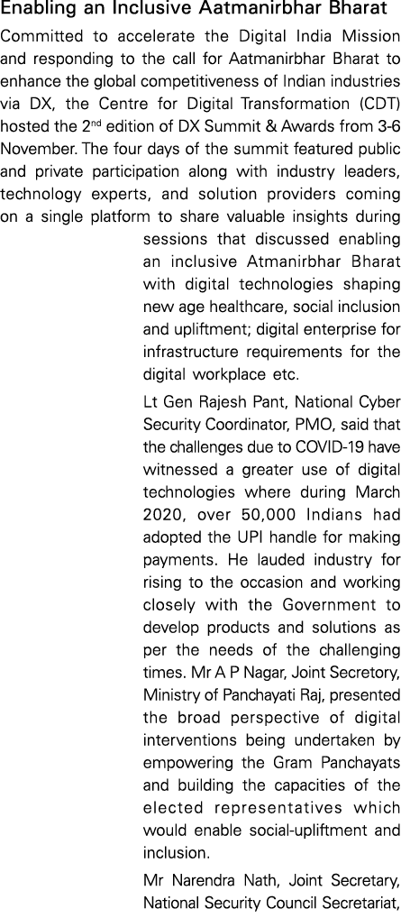 Enabling an Inclusive Aatmanirbhar Bharat Committed to accelerate the Digital India Mission and responding to the cal   