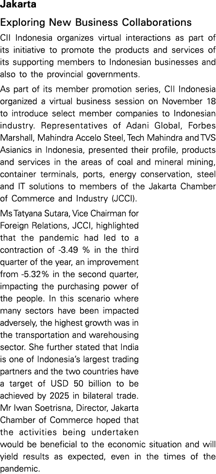 Jakarta Exploring New Business Collaborations CII Indonesia organizes virtual interactions as part of its initiative    