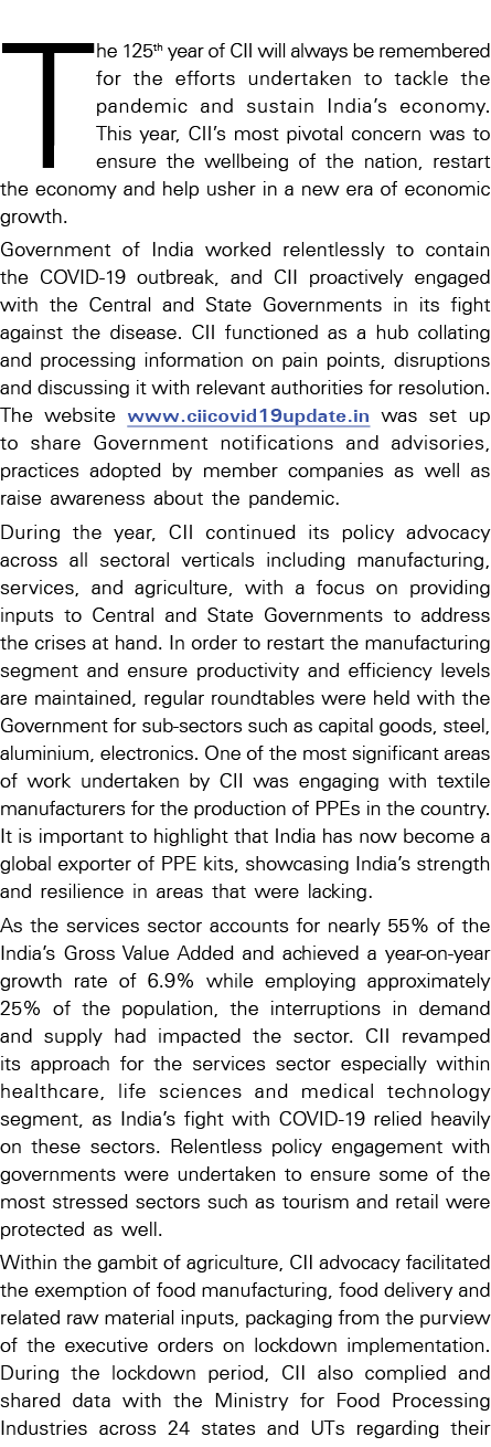 The 125th year of CII will always be remembered for the efforts undertaken to tackle the pandemic and sustain India s   