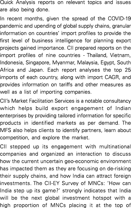 Quick Analysis reports on relevant topics and issues are also being done  In recent months, given the spread of the C   