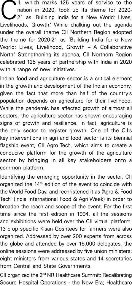 CII, which marks 125 years of service to the nation in 2020, took up its theme for 2020-21 as  Building India for a N   