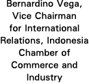 Bernardino Vega, Vice Chairman for International Relations, Indonesia Chamber of Commerce and Industry