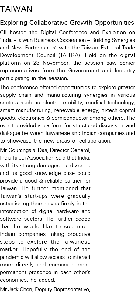 Taiwan Exploring Collaborative Growth Opportunities CII hosted the Digital Conference and Exhibition on  India - Taiw   