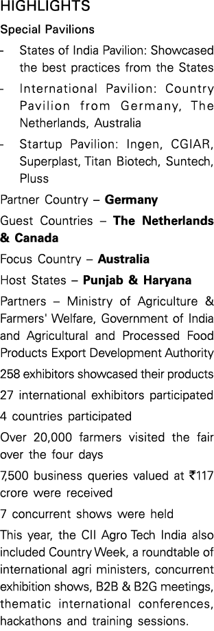 Highlights Special Pavilions - States of India Pavilion: Showcased the best practices from the States - International   