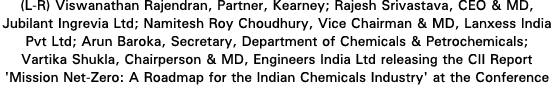 (L-R) Viswanathan Rajendran, Partner, Kearney; Rajesh Srivastava, CEO & MD, Jubilant Ingrevia Ltd; Namitesh Roy Choud   