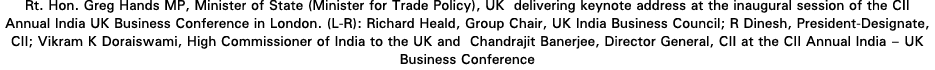 Rt  Hon  Greg Hands MP, Minister of State (Minister for Trade Policy), UK delivering keynote address at the inaugural   
