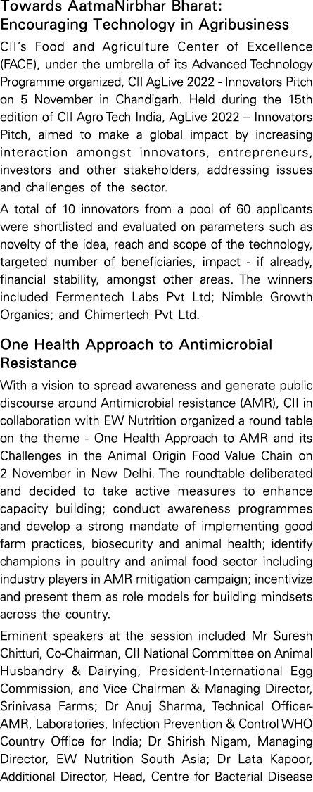 Towards AatmaNirbhar Bharat: Encouraging Technology in Agribusiness CII s Food and Agriculture Center of Excellence (   
