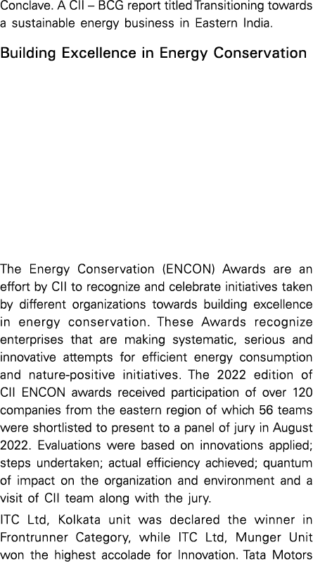 Conclave  A CII   BCG report titled Transitioning towards a sustainable energy business in Eastern India  Building Ex   