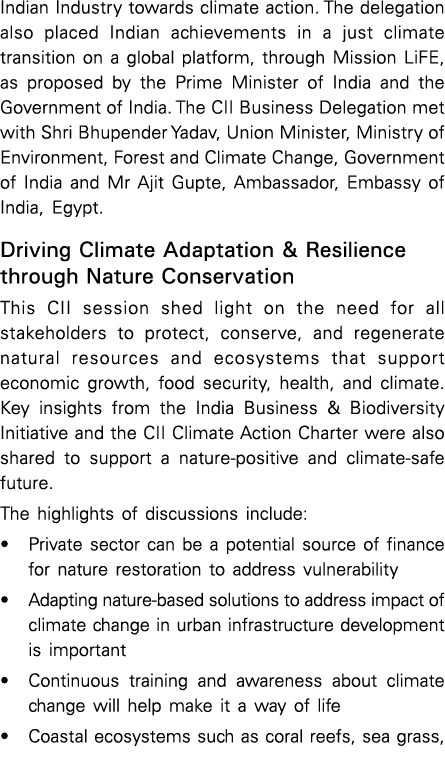 Indian Industry towards climate action  The delegation also placed Indian achievements in a just climate transition o   