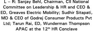 L   R: Sanjay Behl, Chairman, CII National Committee on Leadership & HR and CEO & ED, Greaves Electric Mobility; Sudh   