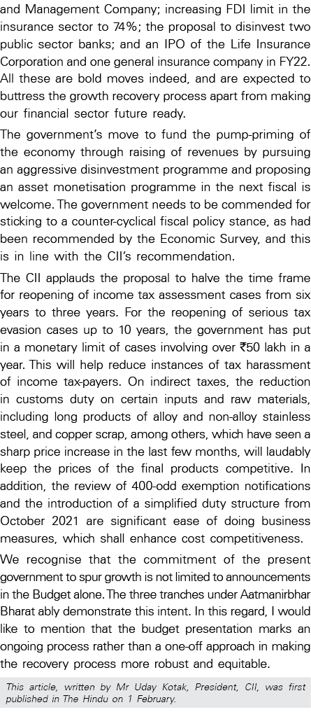 and Management Company; increasing FDI limit in the insurance sector to 74%; the proposal to disinvest two public sec   