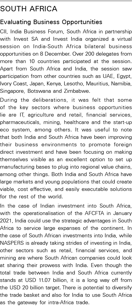 South Africa Evaluating Business Opportunities CII, India Business Forum, South Africa in partnership with Invest SA    