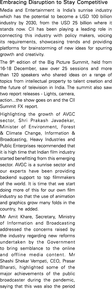 Embracing Disruption to Stay Competitive Media and Entertainment is India s sunrise industry which has the potential    