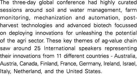 The three-day global conference had highly curated sessions around soil and water management, farm monitoring, mechan   