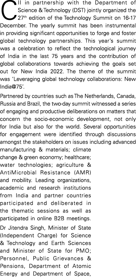 CII in partnership with the Department of Science & Technology (DST) jointly organized the 27th edition of the Techno   
