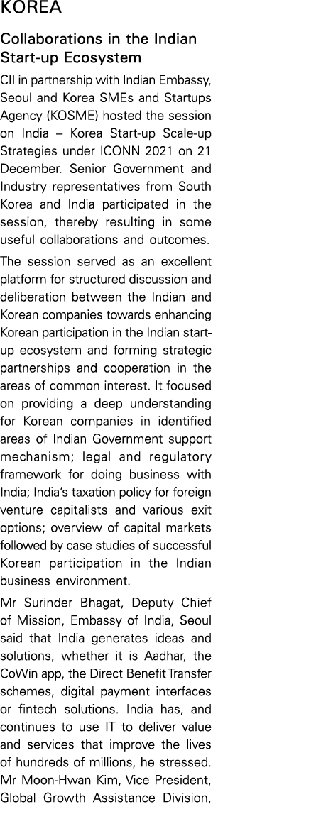 Korea Collaborations in the Indian Start-up Ecosystem CII in partnership with Indian Embassy, Seoul and Korea SMEs an   
