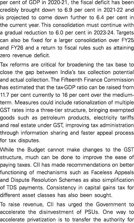 per cent of GDP in 2020 21, the fiscal deficit has been credibly brought down to 6.9 per cent in 2021 22 and is proje...