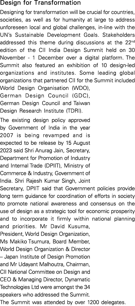 Design for Transformation Designing for transformation will be crucial for countries, societies, as well as for human...