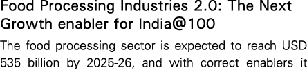 Food Processing Industries 2.0: The Next Growth enabler for India@100 The food processing sector is expected to reach...