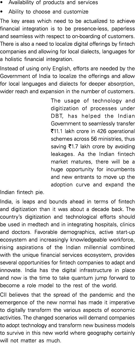   Availability of products and services   Ability to choose and customize The key areas which need to be actualized t   