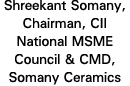 Shreekant Somany, Chairman, CII National MSME Council & CMD, Somany Ceramics