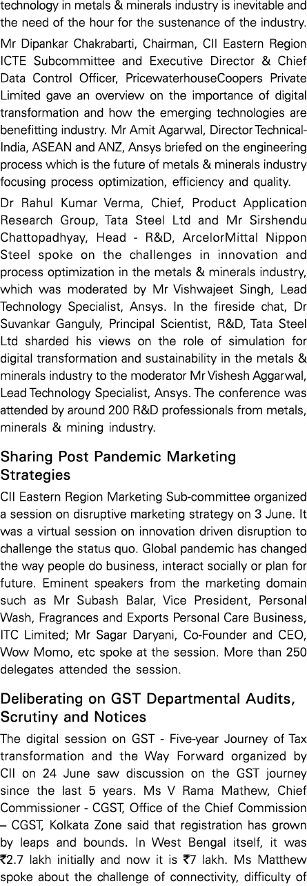 technology in metals & minerals industry is inevitable and the need of the hour for the sustenance of the industry  M   