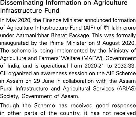 Disseminating Information on Agriculture Infrastructure Fund In May 2020, the Finance Minister announced formation of   