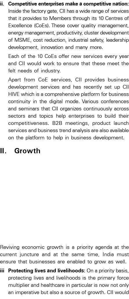 ii  Competitive enterprises make a competitive nation: Inside the factory gate, CII has a wide range of services that   