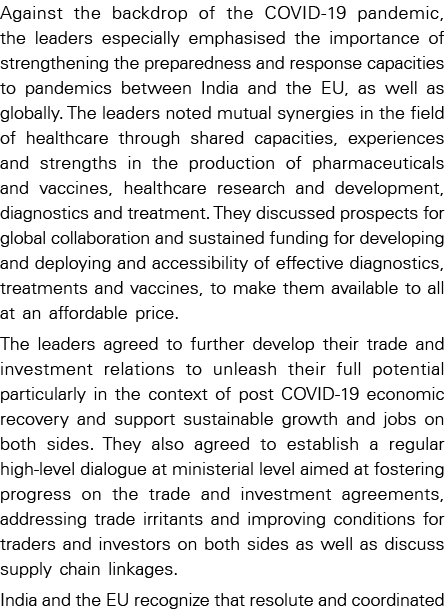 Against the backdrop of the COVID-19 pandemic, the leaders especially emphasised the importance of strengthening the    