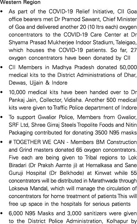 Western Region   As part of the COVID-19 Relief Initiative, CII Goa office bearers met Dr Pramod Sawant, Chief Minist   