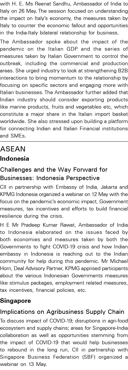 with H  E  Ms Reenat Sandhu, Ambassador of India to Italy on 26 May  The session focused on understanding the impact    