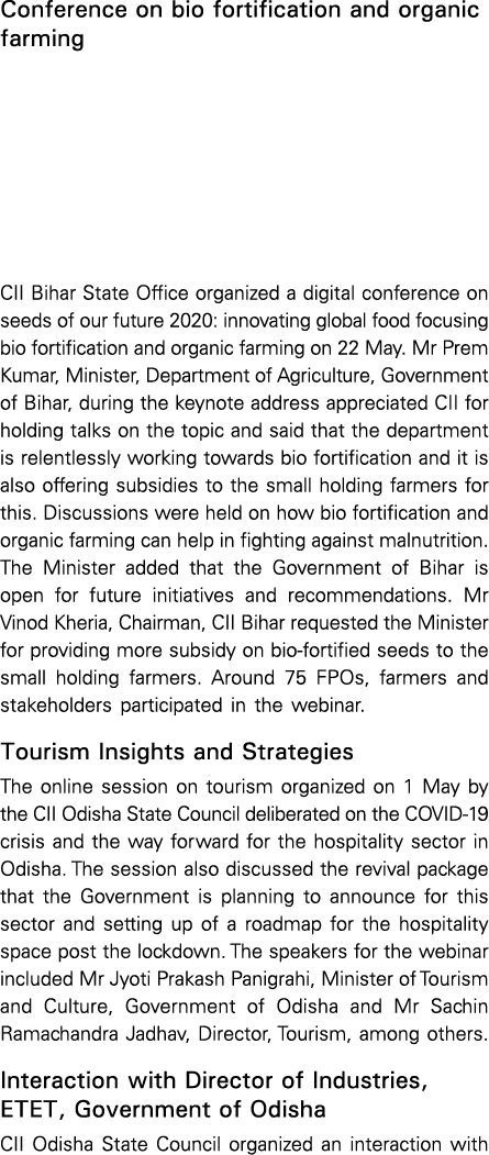 Conference on bio fortification and organic farming CII Bihar State Office organized a digital conference on seeds of   