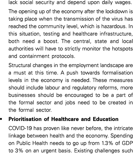 lack social security and depend upon daily wages   The opening up of the economy after the lockdown is taking place w   