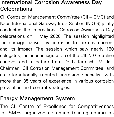 International Corrosion Awareness Day Celebrations CII Corrosion Management Committee (CII   CMC) and Nace Internatio   