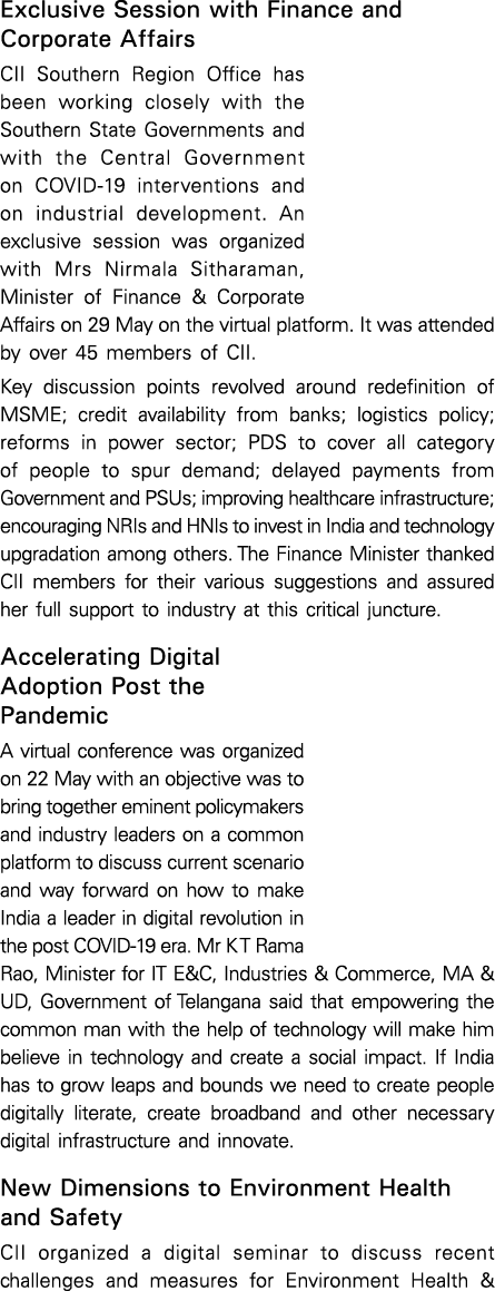 Exclusive Session with Finance and Corporate Affairs CII Southern Region Office has been working closely with the Sou   